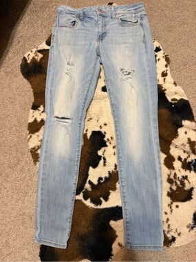 American Eagle Outfitters Light Blue Distressed Skinny Jeans